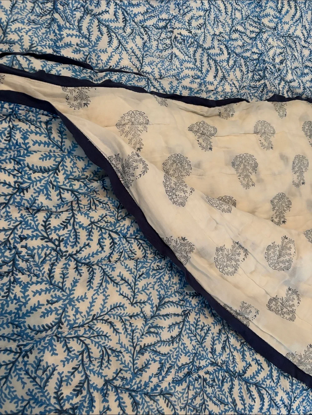 Roller Rabbit Blue and White Coral Reversible Quilt